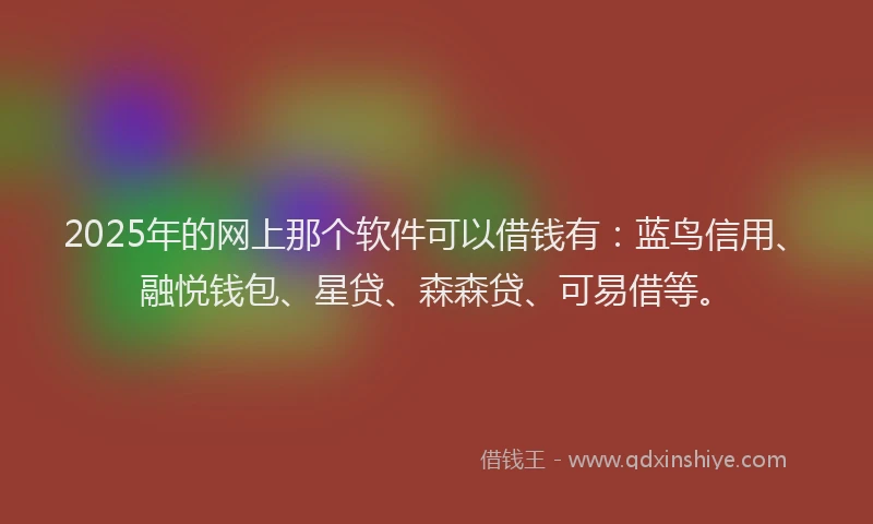 2025年的网上那个软件可以借钱有：蓝鸟信用、融悦钱包、星贷、森森贷、可易借等。