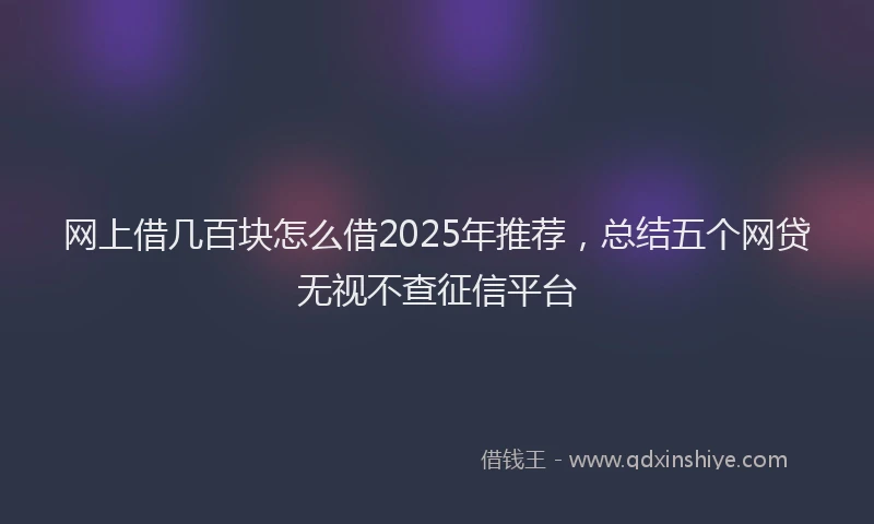 网上借几百块怎么借2025年推荐，总结五个网贷无视不查征信平台