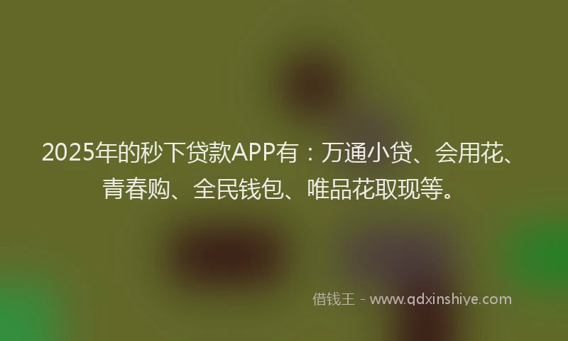 2025年的秒下贷款APP有：万通小贷、会用花、青春购、全民钱包、唯品花取现等。