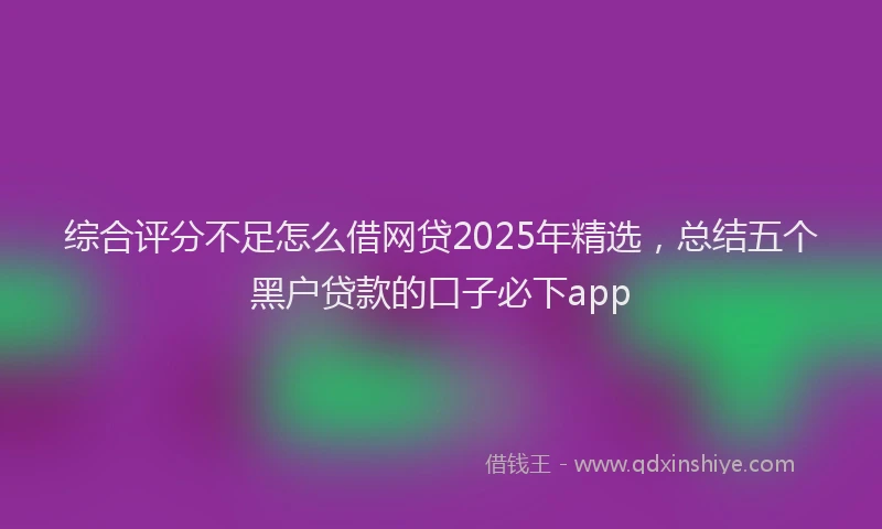 综合评分不足怎么借网贷2025年精选，总结五个黑户贷款的口子必下app