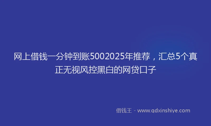 网上借钱一分钟到账5002025年推荐，汇总5个真正无视风控黑白的网贷口子