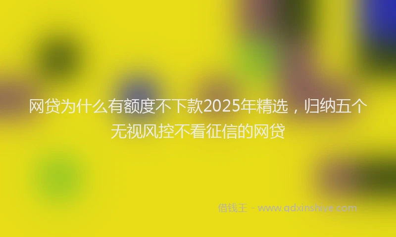 网贷为什么有额度不下款2025年精选，归纳五个无视风控不看征信的网贷