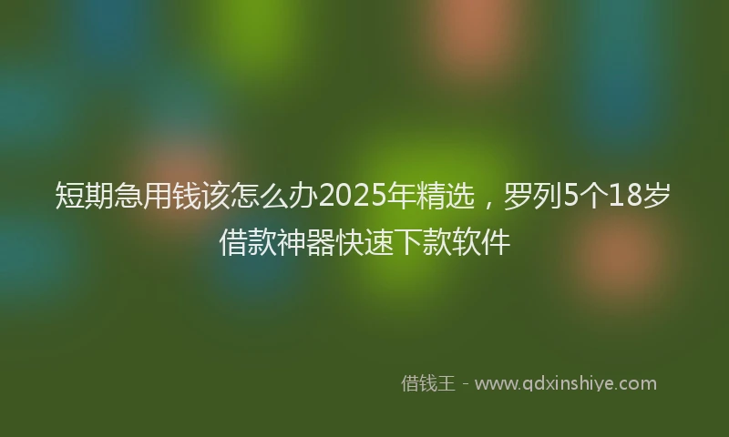 短期急用钱该怎么办2025年精选，罗列5个18岁借款神器快速下款软件