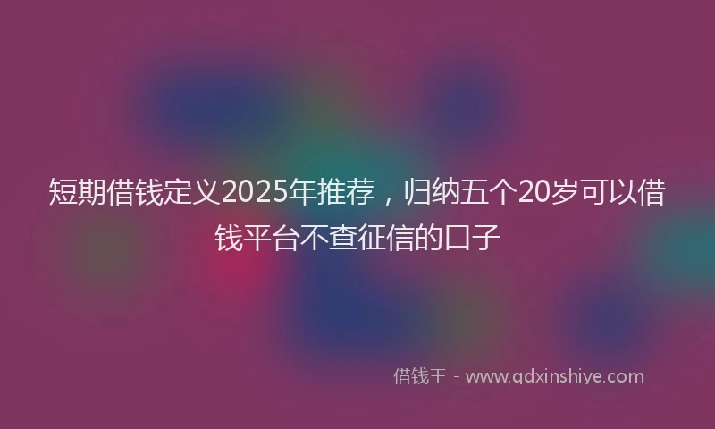 短期借钱定义2025年推荐，归纳五个20岁可以借钱平台不查征信的口子