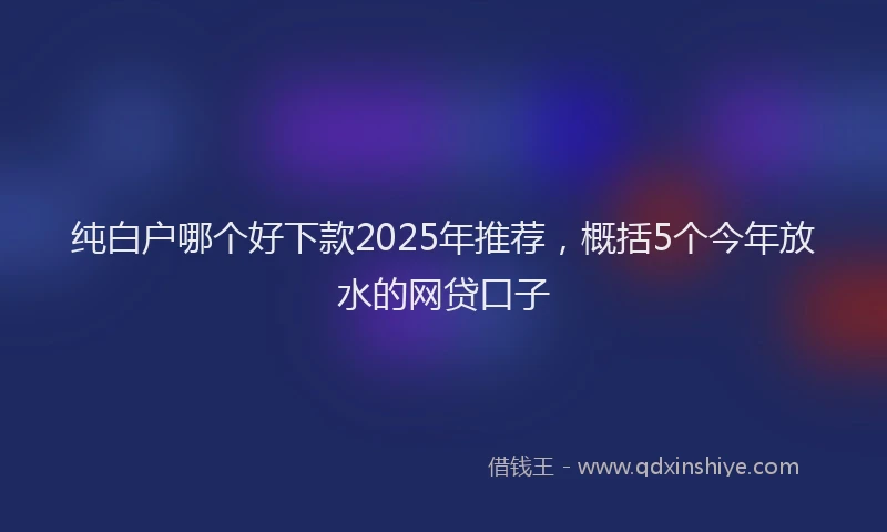 纯白户哪个好下款2025年推荐，概括5个今年放水的网贷口子