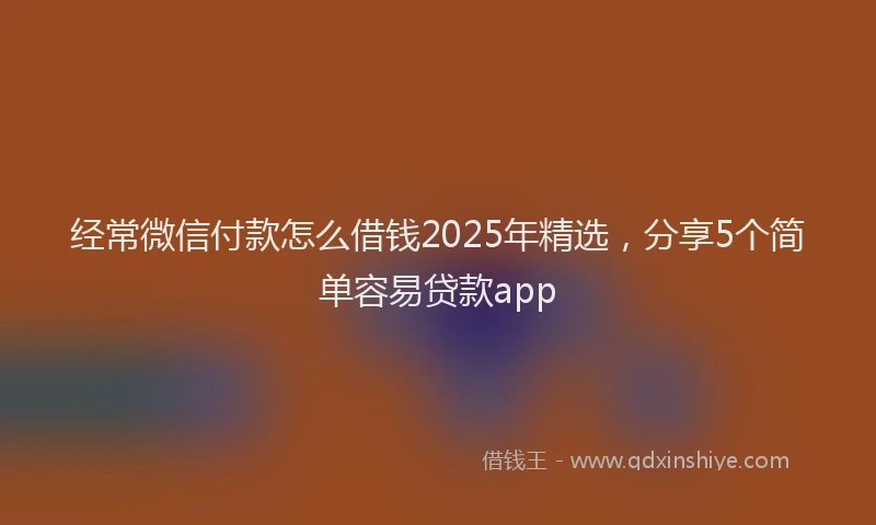 经常微信付款怎么借钱2025年精选，分享5个简单容易贷款app