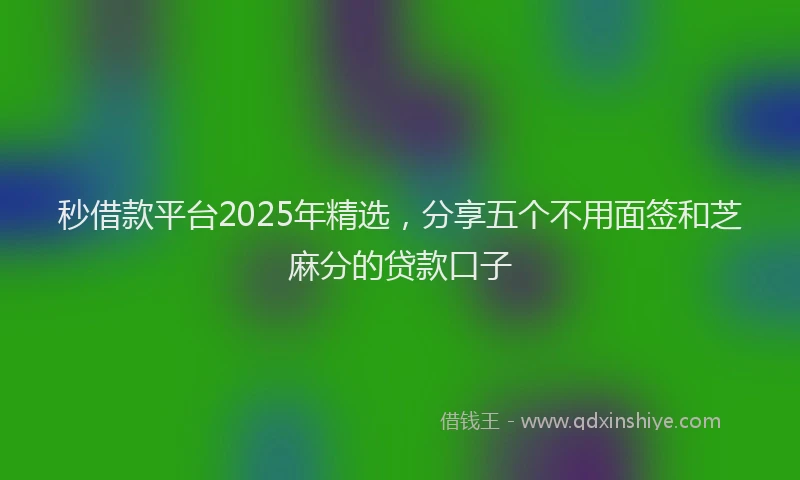 秒借款平台2025年精选，分享五个不用面签和芝麻分的贷款口子