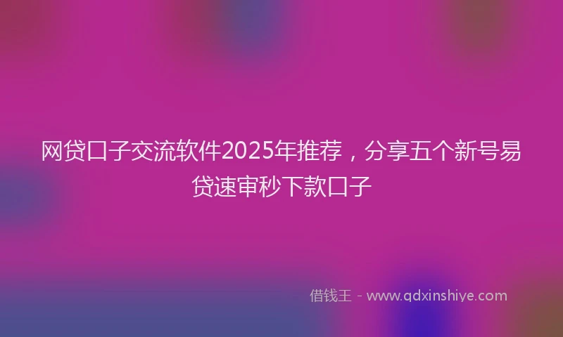 网贷口子交流软件2025年推荐，分享五个新号易贷速审秒下款口子