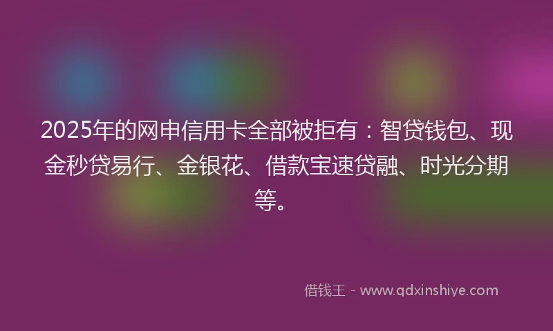 2025年的网申信用卡全部被拒有：智贷钱包、现金秒贷易行、金银花、借款宝速贷融、时光分期等。