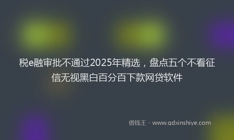 税e融审批不通过2025年精选，盘点五个不看征信无视黑白百分百下款网贷软件