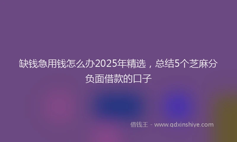 缺钱急用钱怎么办2025年精选，总结5个芝麻分负面借款的口子