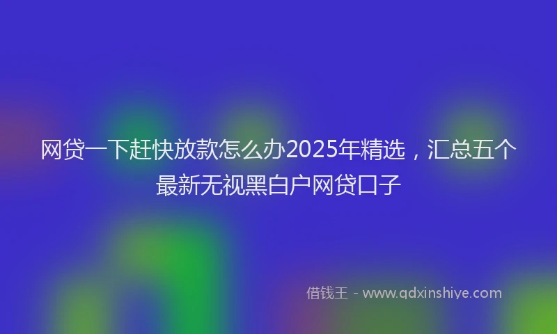 网贷一下赶快放款怎么办2025年精选，汇总五个最新无视黑白户网贷口子