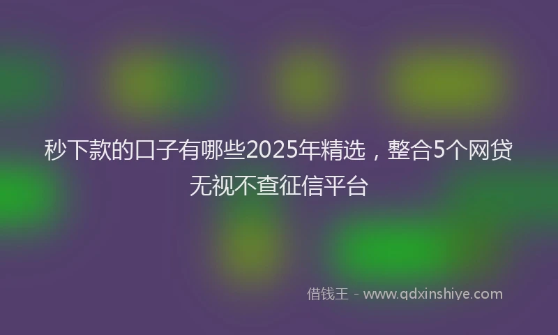 秒下款的口子有哪些2025年精选，整合5个网贷无视不查征信平台