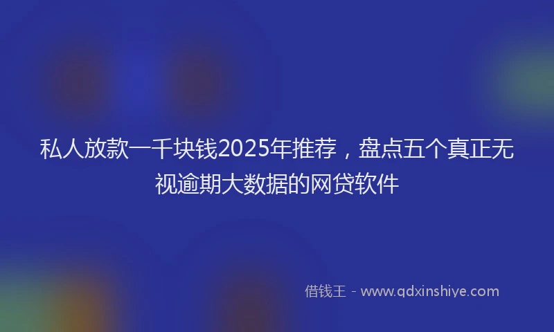 私人放款一千块钱2025年推荐，盘点五个真正无视逾期大数据的网贷软件