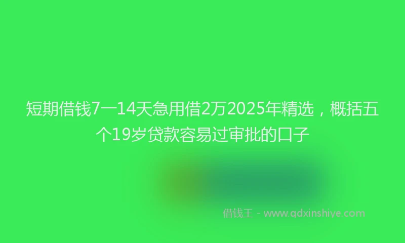 短期借钱7一14天急用借2万2025年精选，概括五个19岁贷款容易过审批的口子