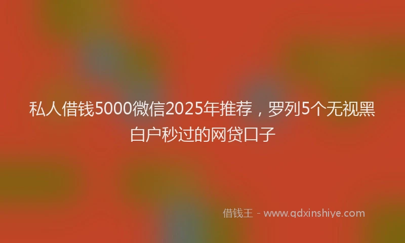 私人借钱5000微信2025年推荐，罗列5个无视黑白户秒过的网贷口子