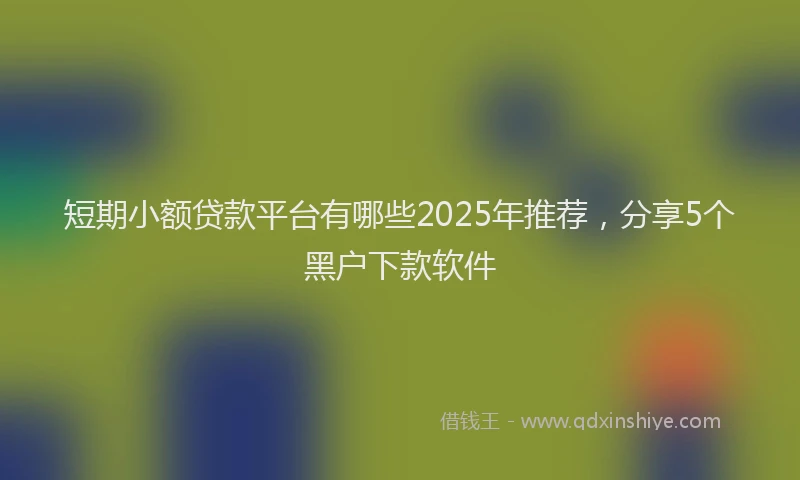 短期小额贷款平台有哪些2025年推荐，分享5个黑户下款软件