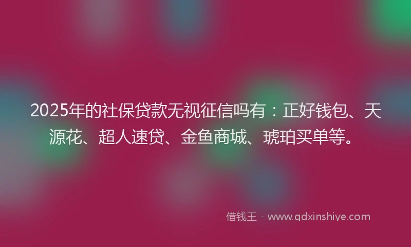 2025年的社保贷款无视征信吗有：正好钱包、天源花、超人速贷、金鱼商城、琥珀买单等。