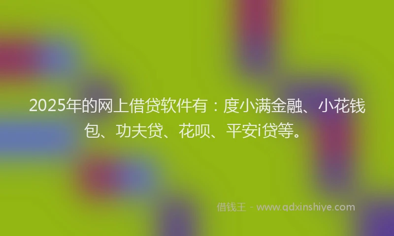 2025年的网上借贷软件有：度小满金融、小花钱包、功夫贷、花呗、平安i贷等。