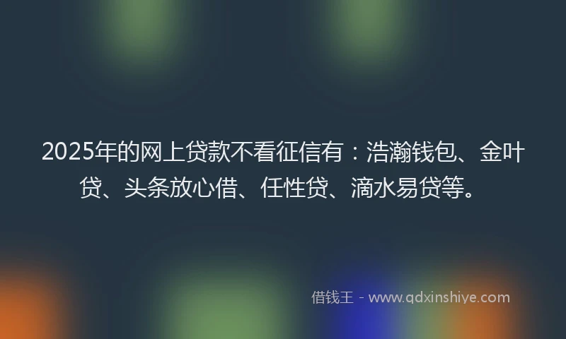 2025年的网上贷款不看征信有：浩瀚钱包、金叶贷、头条放心借、任性贷、滴水易贷等。