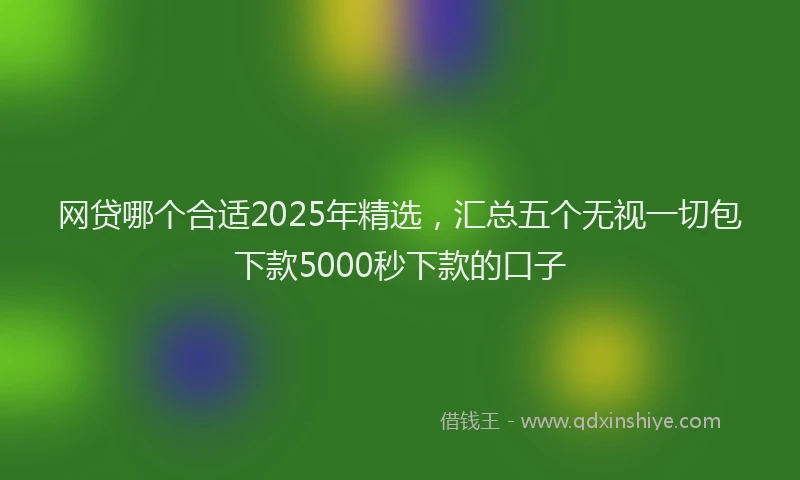 网贷哪个合适2025年精选，汇总五个无视一切包下款5000秒下款的口子