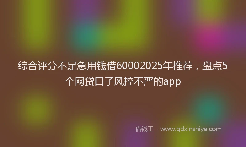 综合评分不足急用钱借60002025年推荐，盘点5个网贷口子风控不严的app