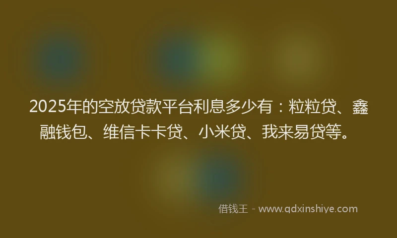 2025年的空放贷款平台利息多少有：粒粒贷、鑫融钱包、维信卡卡贷、小米贷、我来易贷等。