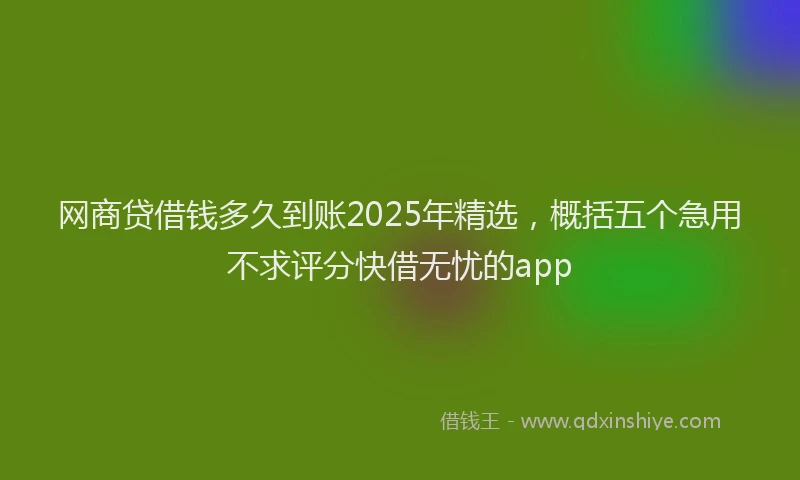 网商贷借钱多久到账2025年精选，概括五个急用不求评分快借无忧的app