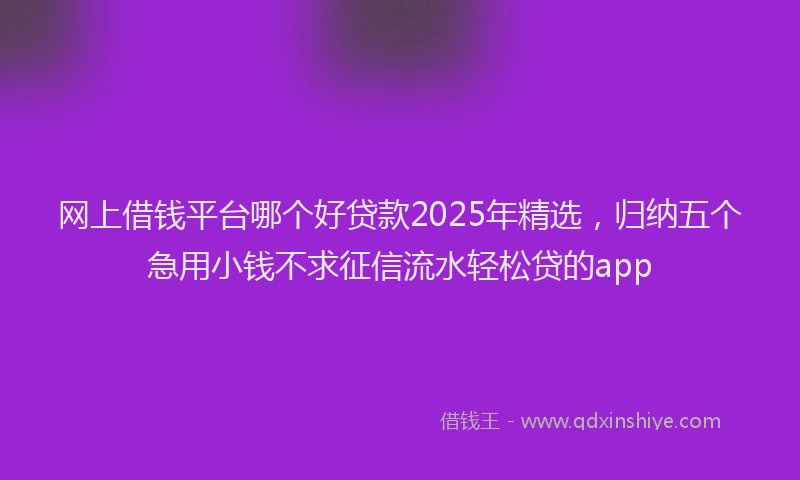 网上借钱平台哪个好贷款2025年精选，归纳五个急用小钱不求征信流水轻松贷的app