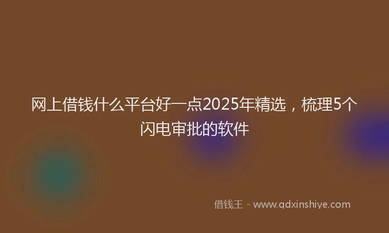 网上借钱什么平台好一点2025年精选，梳理5个闪电审批的软件