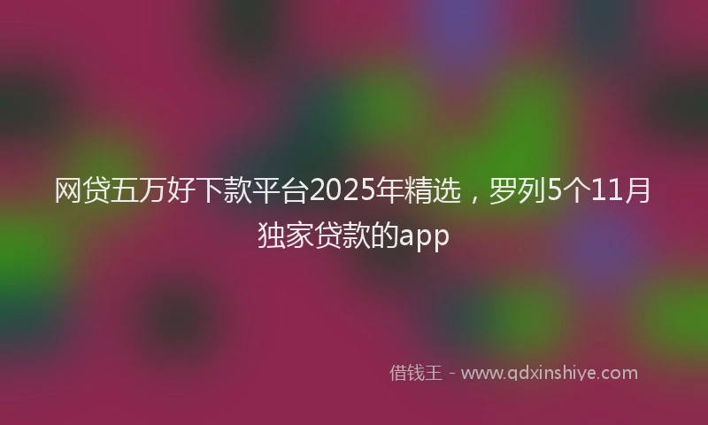 网贷五万好下款平台2025年精选，罗列5个11月独家贷款的app