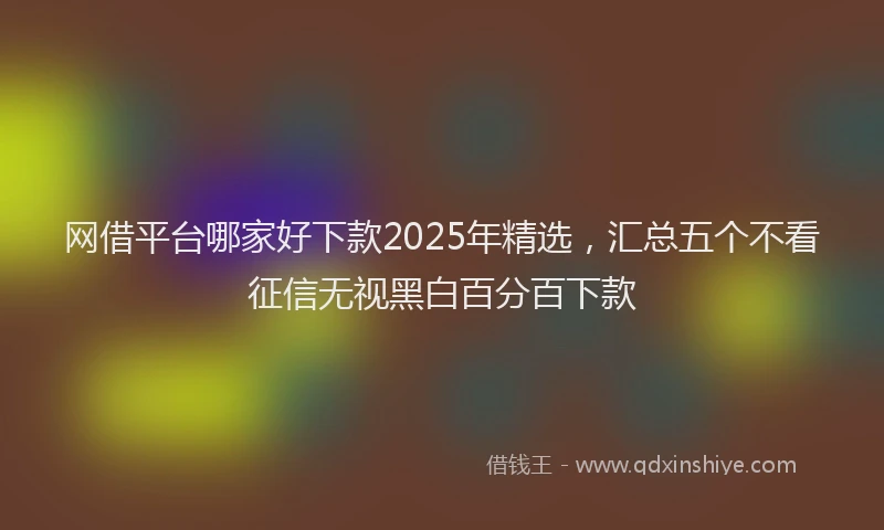 网借平台哪家好下款2025年精选，汇总五个不看征信无视黑白百分百下款
