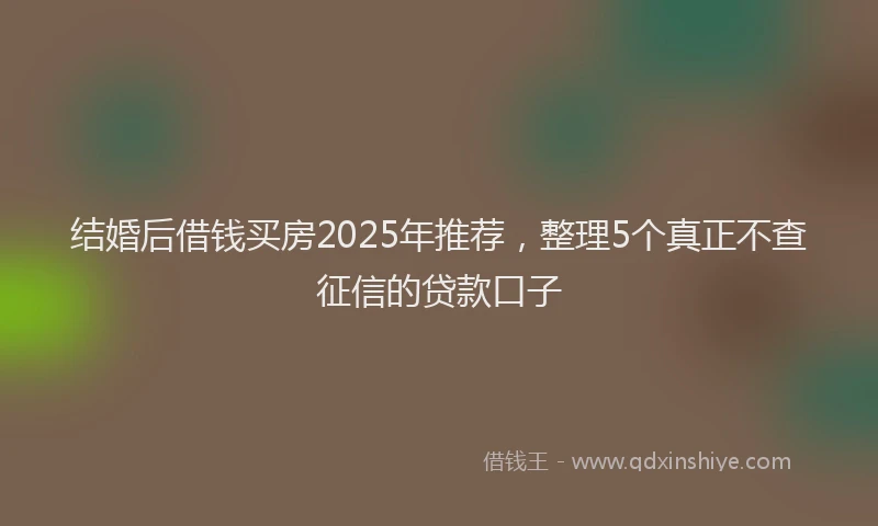 结婚后借钱买房2025年推荐，整理5个真正不查征信的贷款口子