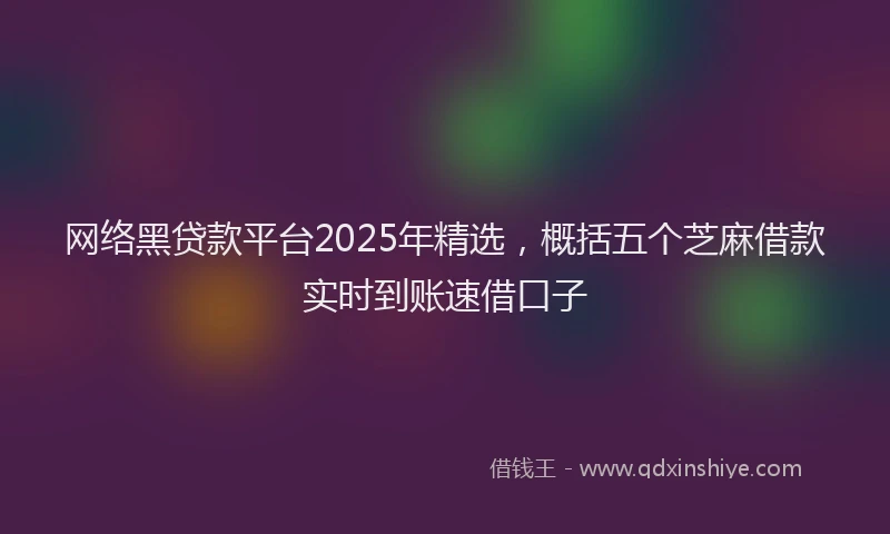 网络黑贷款平台2025年精选，概括五个芝麻借款实时到账速借口子