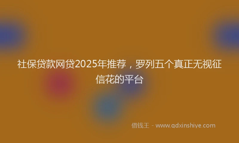 社保贷款网贷2025年推荐，罗列五个真正无视征信花的平台