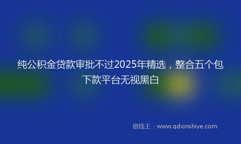 纯公积金贷款审批不过2025年精选，整合五个包下款平台无视黑白
