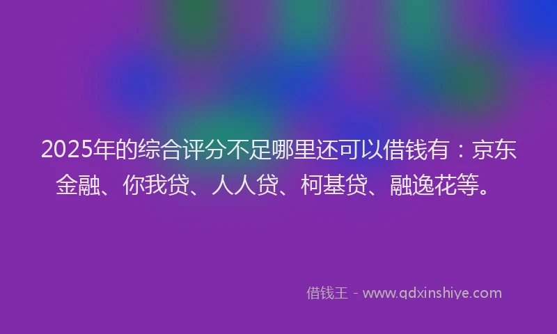 2025年的综合评分不足哪里还可以借钱有：京东金融、你我贷、人人贷、柯基贷、融逸花等。