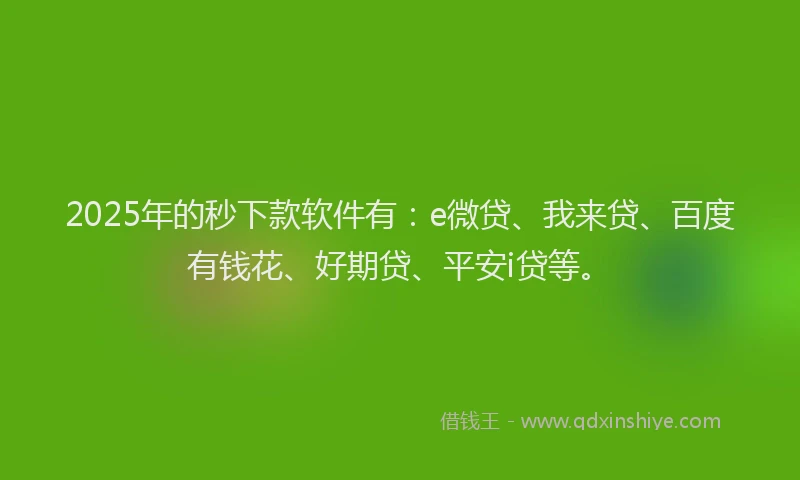 2025年的秒下款软件有：e微贷、我来贷、百度有钱花、好期贷、平安i贷等。