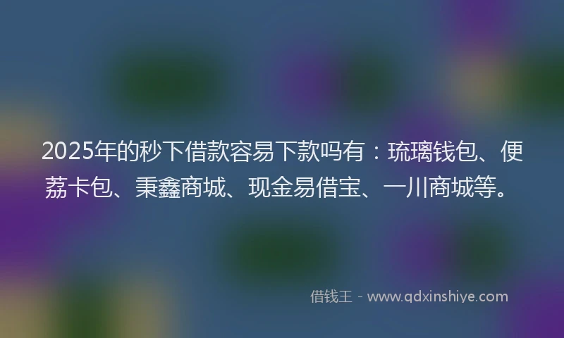 2025年的秒下借款容易下款吗有：琉璃钱包、便荔卡包、秉鑫商城、现金易借宝、一川商城等。