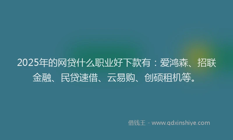2025年的网贷什么职业好下款有：爱鸿森、招联金融、民贷速借、云易购、创硕租机等。