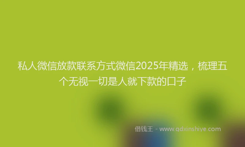 私人微信放款联系方式微信2025年精选，梳理五个无视一切是人就下款的口子