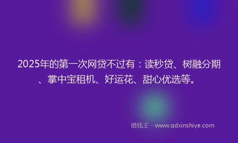 2025年的第一次网贷不过有：读秒贷、树融分期、掌中宝租机、好运花、甜心优选等。