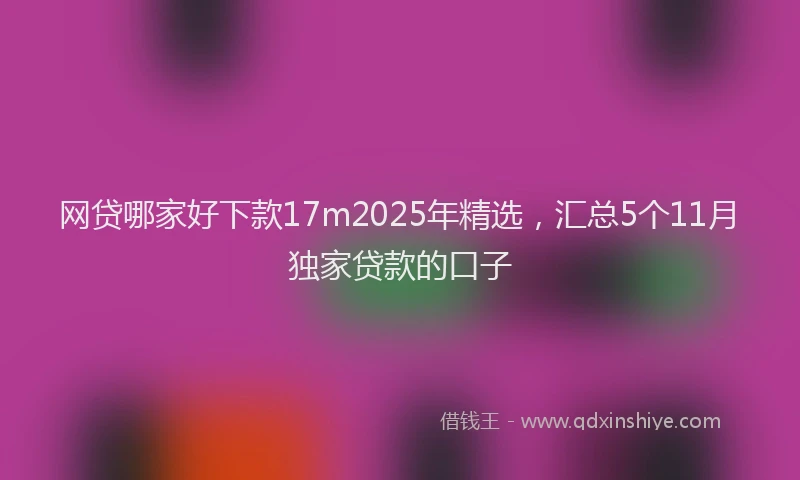 网贷哪家好下款17m2025年精选，汇总5个11月独家贷款的口子