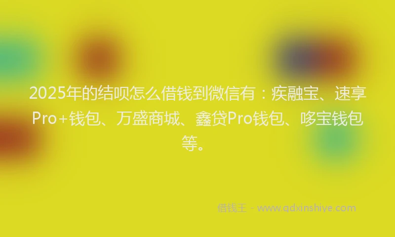 2025年的结呗怎么借钱到微信有：疾融宝、速享Pro+钱包、万盛商城、鑫贷Pro钱包、哆宝钱包等。