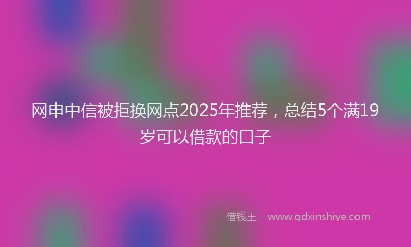 网申中信被拒换网点2025年推荐，总结5个满19岁可以借款的口子