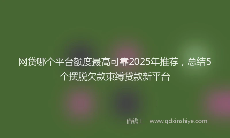 网贷哪个平台额度最高可靠2025年推荐，总结5个摆脱欠款束缚贷款新平台