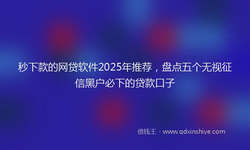 秒下款的网贷软件2025年推荐，盘点五个无视征信黑户必下的贷款口子