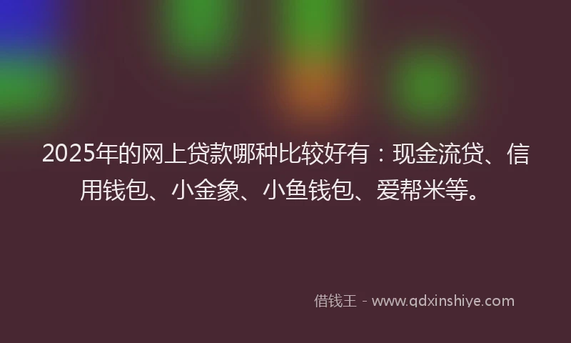 2025年的网上贷款哪种比较好有：现金流贷、信用钱包、小金象、小鱼钱包、爱帮米等。