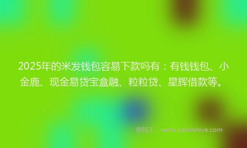 2025年的米发钱包容易下款吗有：有钱钱包、小金鹿、现金易贷宝盒融、粒粒贷、星辉借款等。