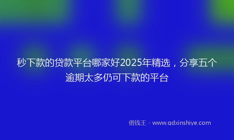 秒下款的贷款平台哪家好2025年精选，分享五个逾期太多仍可下款的平台